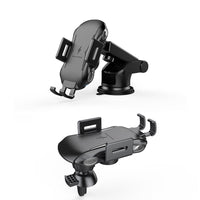 HKM-411347 Smart Induction Wireless Car Phone Holder for 4-6.5 Inch Phones - Adjustable Charging with ABS and Textured Leather