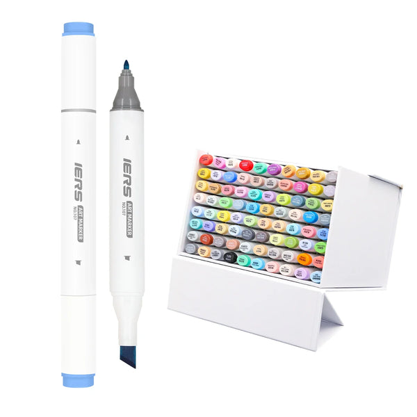 HKM-411411 Dual Tip Alcohol-Based Art Markers Set - 200 Vibrant Colours for Adults and Kids