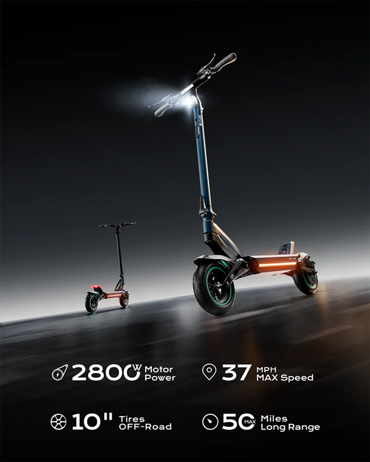 HKM-411475 2800W Foldable Electric Scooter with 10-Inch Tires and Bluetooth Control, Max Load 150kg