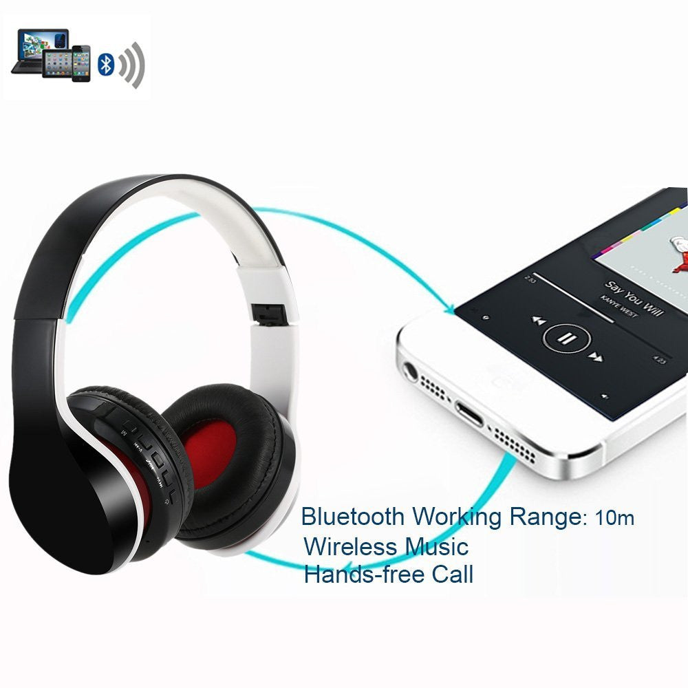 HKM-411475 Foldable Waterproof Mobile Bluetooth Earphones with Mic - Stereo Headset, 10m Range, TF Card Support, Up to 11 Hours Talking Time