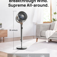 HKM-4115795 120° Omni-directional Oscillating Pedestal Fan, Remote Control, Adjustable Height, 8 Speeds, 40 Inch, Silver