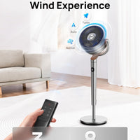 HKM-4115795 120° Omni-directional Oscillating Pedestal Fan, Remote Control, Adjustable Height, 8 Speeds, 40 Inch, Silver