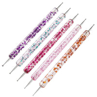 HKM-411603 Double Transparent Rod Nail Art Set with Point Drilling Pen, 5 Sets, 53g