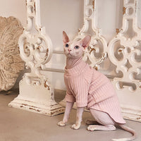 HKM-4116669 Cotton Stretch Minimalist Cat Outfit for Hairless Breeds - Casual Wear in Lotus Root Color