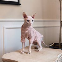 HKM-4116669 Cotton Stretch Minimalist Cat Outfit for Hairless Breeds - Casual Wear in Lotus Root Color