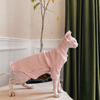 HKM-4116669 Cotton Stretch Minimalist Cat Outfit for Hairless Breeds - Casual Wear in Lotus Root Color