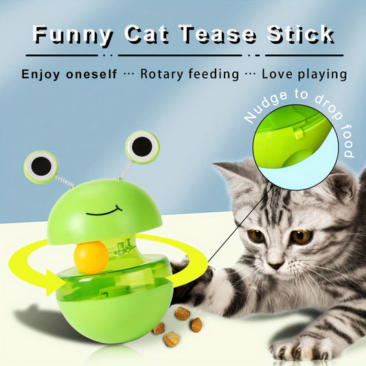 HKM-4119101 Green Frog Tumbler Cat Toy with Food Dropping Feature