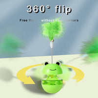 HKM-4119101 Green Frog Tumbler Cat Toy with Food Dropping Feature