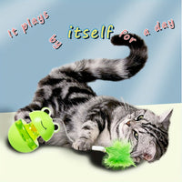HKM-4119101 Green Frog Tumbler Cat Toy with Food Dropping Feature