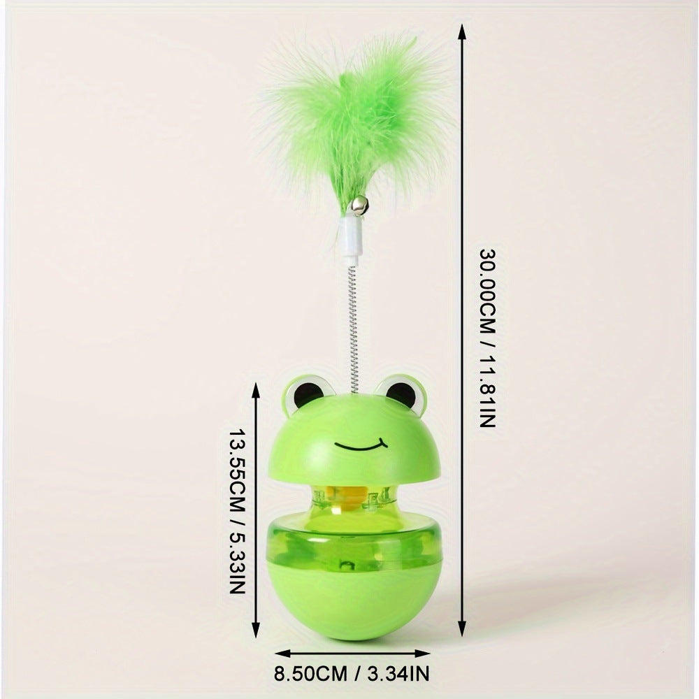 HKM-4119101 Green Frog Tumbler Cat Toy with Food Dropping Feature