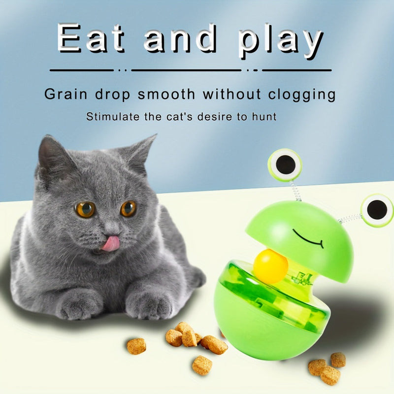 HKM-4119101 Green Frog Tumbler Cat Toy with Food Dropping Feature