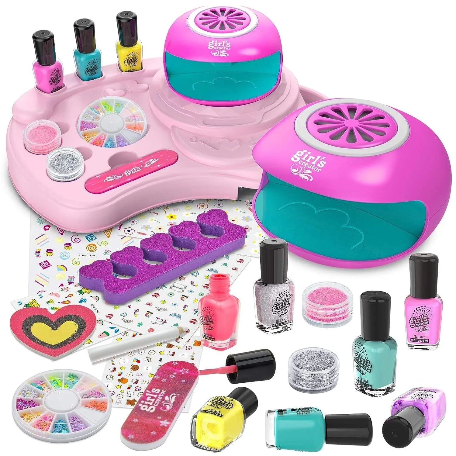 HKM-411923 Kids Nail Art Salon Set with Nail Dryer & Manicure Kit for Ages 2-12