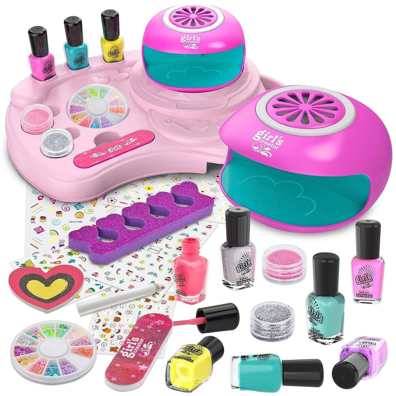 HKM-411923 Kids Nail Art Salon Set with Nail Dryer & Manicure Kit for Ages 2-12
