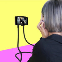 HKM-411987 Versatile Black Neck Bracket: Multi-Function Mobile Phone Support with Selfie Stick Feature