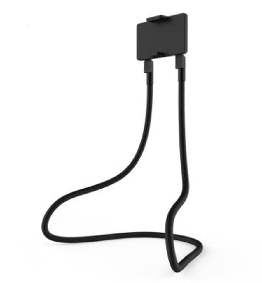 HKM-411987 Versatile Black Neck Bracket: Multi-Function Mobile Phone Support with Selfie Stick Feature