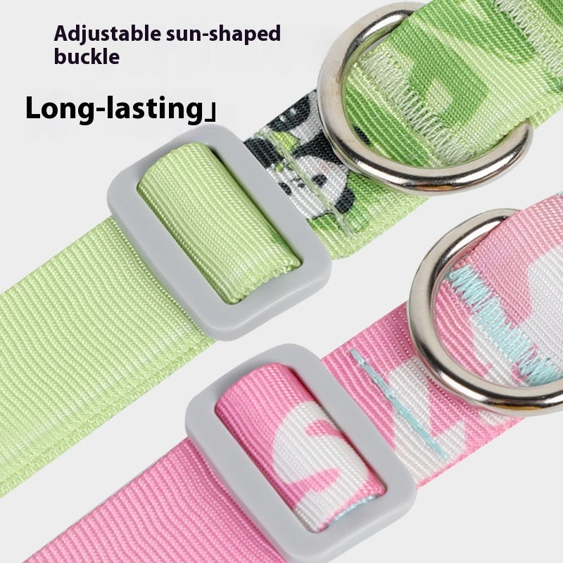 HKM-4120253 Cartoon Gradient Adjustable Dog Collar with Panda Design in Multiple Sizes