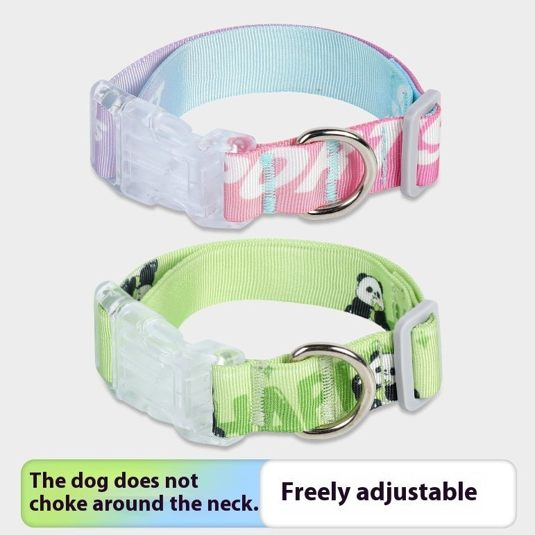 HKM-4120253 Cartoon Gradient Adjustable Dog Collar with Panda Design in Multiple Sizes