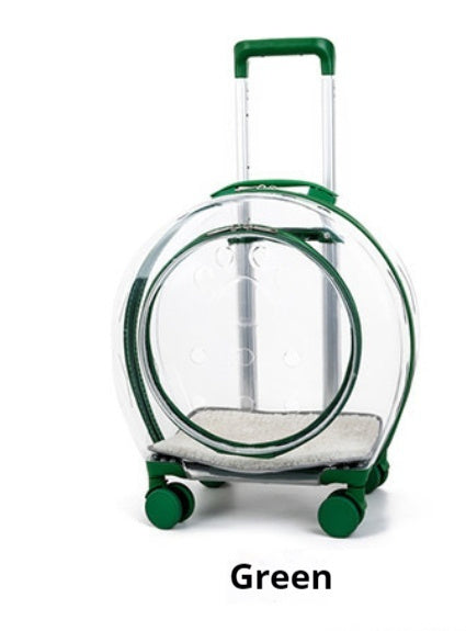 HKM-4120509 Transparent Space Capsule Pet Trolley Bag - Geometric Pattern, Medium Hard Material, 7.5kg Capacity