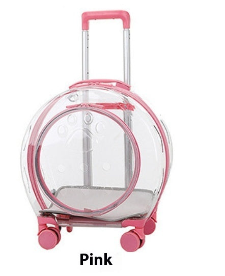 HKM-4120509 Transparent Space Capsule Pet Trolley Bag - Geometric Pattern, Medium Hard Material, 7.5kg Capacity
