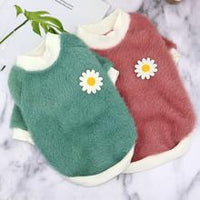 HKM-4120637 Daisy Plush Crew Neck Dog and Cat Apparel for Autumn and Winter