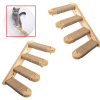 HKM-4121533 Wooden Multi-layer Cat Wall Ladder Stairs Springboard Toy - Pine Material