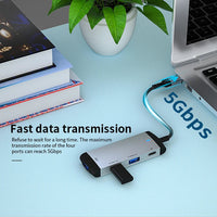 HKM-412179 High-Speed 4-in-1 USB-C Docking Station with Audio Jack and USB Hub for Laptops