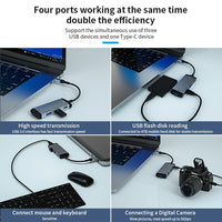 HKM-412179 High-Speed 4-in-1 USB-C Docking Station with Audio Jack and USB Hub for Laptops