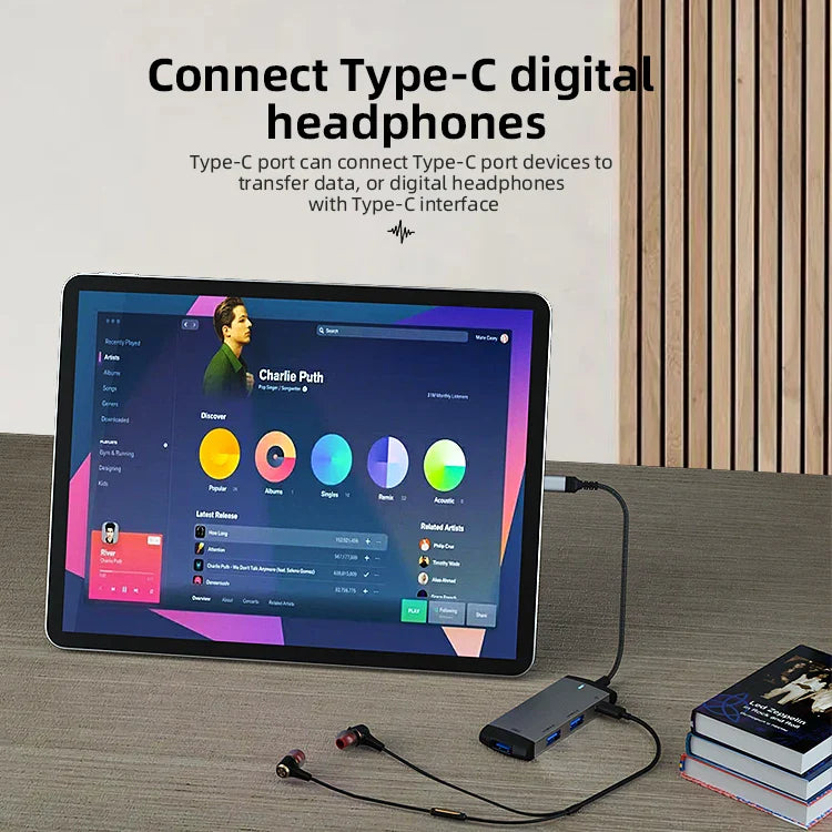HKM-412179 High-Speed 4-in-1 USB-C Docking Station with Audio Jack and USB Hub for Laptops