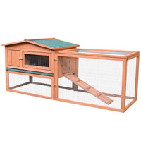 HKM-4121917 Outdoor Wooden Rabbit Hutch with Detachable Run, 62" Animal Habitat for Small Pets