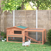 HKM-4121917 Outdoor Wooden Rabbit Hutch with Detachable Run, 62" Animal Habitat for Small Pets
