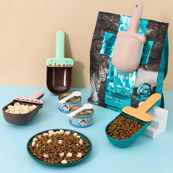 HKM-4122045 Multi-Functional Pet Feeding Spoon and Snack Bag Set - Includes Can Spoon, Available in Various Colors