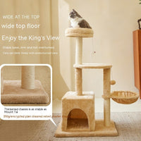 HKM-4122301 Simple Wooden Cat Climbing Frame with Plush Fleece and Sisal Rope, 60x40x100CM