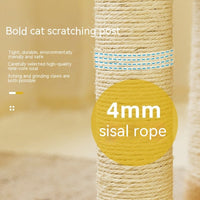 HKM-4122301 Simple Wooden Cat Climbing Frame with Plush Fleece and Sisal Rope, 60x40x100CM