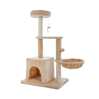 HKM-4122301 Simple Wooden Cat Climbing Frame with Plush Fleece and Sisal Rope, 60x40x100CM