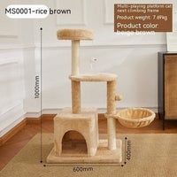 HKM-4122301 Simple Wooden Cat Climbing Frame with Plush Fleece and Sisal Rope, 60x40x100CM