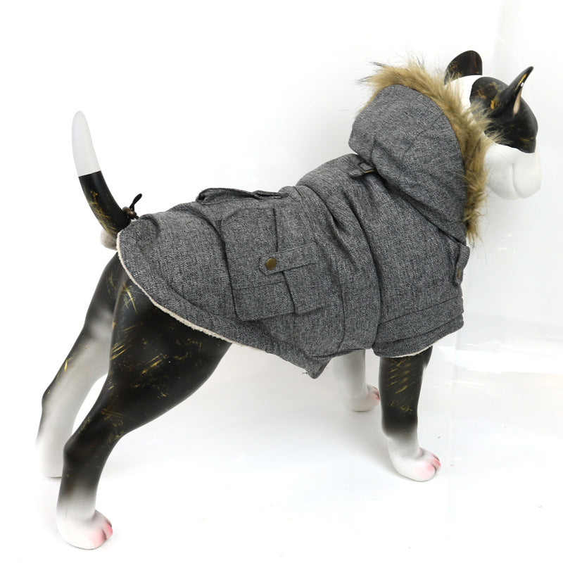 HKM-4122685 Comfortable Thermal Cotton Coat for Dogs and Cats - Grey, Sizes S to XXL