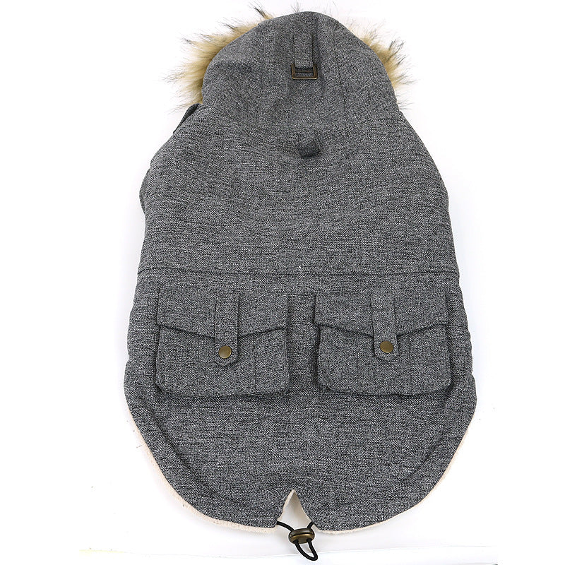 HKM-4122685 Comfortable Thermal Cotton Coat for Dogs and Cats - Grey, Sizes S to XXL