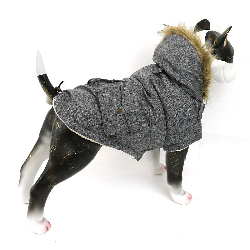HKM-4122685 Comfortable Thermal Cotton Coat for Dogs and Cats - Grey, Sizes S to XXL