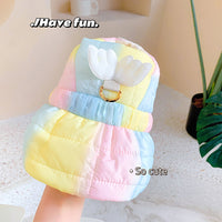HKM-4122813 Rainbow Cotton Skirt for Small Pets - Winter Style, Thickened Design