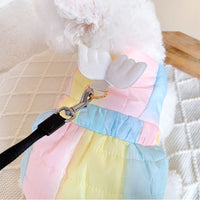 HKM-4122813 Rainbow Cotton Skirt for Small Pets - Winter Style, Thickened Design