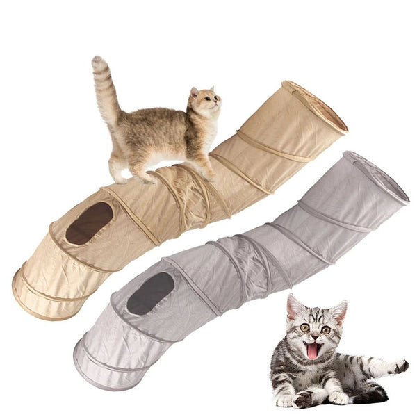 HKM-4123325 Collapsible S-Shape Cat Tunnel and Play Tube for Indoor Cats, Small Pets, and Rabbits