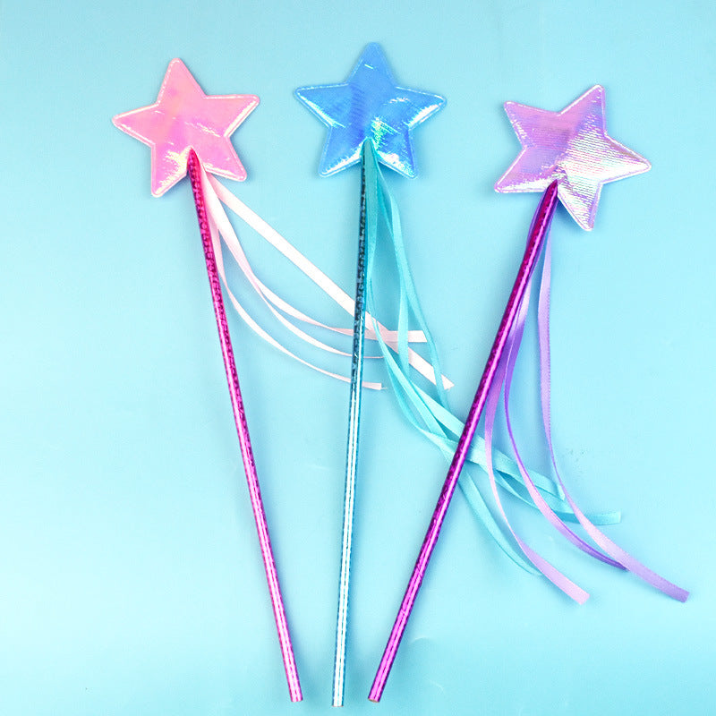 HKM-4124861 Five-Pointed Star Tassel Cat Teaser Toy in Pink, White, Blue, and Purple
