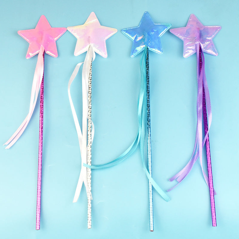 HKM-4124861 Five-Pointed Star Tassel Cat Teaser Toy in Pink, White, Blue, and Purple
