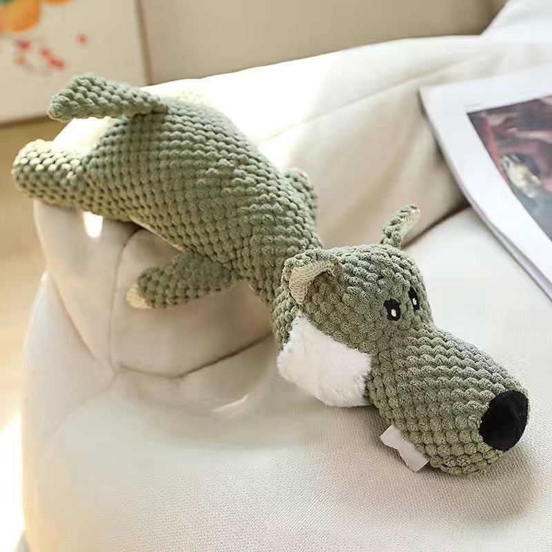 HKM-4126653 Indestructible Dog Chew Toy for Heavy Chewers - Plush Rope Squeaky Toy with Teeth Cleaning Features