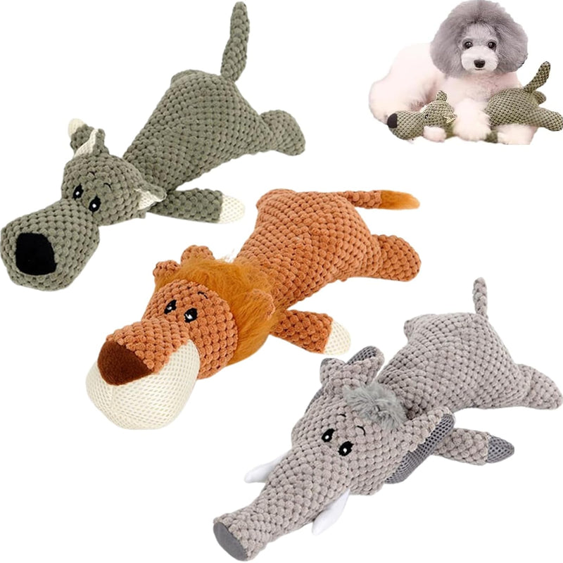 HKM-4126653 Indestructible Dog Chew Toy for Heavy Chewers - Plush Rope Squeaky Toy with Teeth Cleaning Features