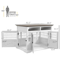 HKM-4127677 Versatile Dog Kennel End Table with Storage for Small and Medium Dogs, White Finish