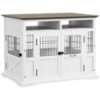 HKM-4127677 Versatile Dog Kennel End Table with Storage for Small and Medium Dogs, White Finish