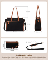 HKM-412819 Fashionable Leather Tote Bags Set for 15.6 Inch Laptops - Ideal for Office, Business, and Travel