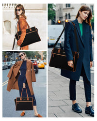 HKM-412819 Fashionable Leather Tote Bags Set for 15.6 Inch Laptops - Ideal for Office, Business, and Travel