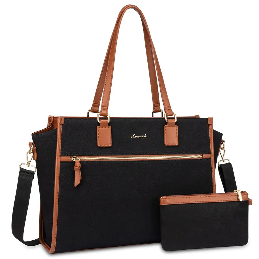 HKM-412819 Fashionable Leather Tote Bags Set for 15.6 Inch Laptops - Ideal for Office, Business, and Travel